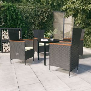VidaXL Mobilier de salle à manger de jardin avec coussins 5 pcs Noir - Noir