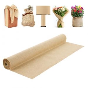 Vevor Rouleau Toile de Jute, 1016 mm x 9,1 m, Chemin de Table Toile de Jute Naturelle Haute Densité 50x50, Ruban pour Décoration, Artisanat, Mariage, Jardinage, Couverture Hivernale Plantes, Arbres
