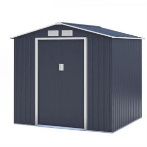 Abri de jardin en métal 4 07 m² 213 191 195 cm Kit d ancrage inclus Gris