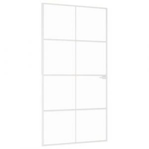 VidaXL Porte intérieure de 102 cm en verre trempé et aluminium blanc