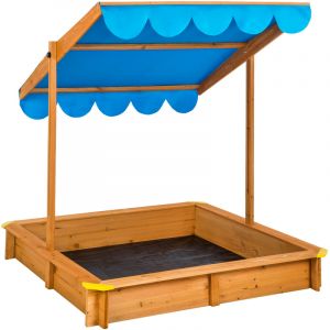 Image de TecTake Bac À Sable Cabane De Jardin Enfant En Bois Avec 1 Toit Et 1 Bâche 120 Cm X 120 Cm X 120 Cm Bleu