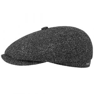 Stetson Casquette Hatteras Shetland Wool Homme - Made in The EU Gavroche Laine pour l'hiver avec Visiere, Doublure Automne-Hiver - 57 cm Anthracite