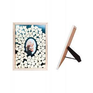 Livre d'or cadre photo en bois 43 x 31 cm 90 c&oelig;urs