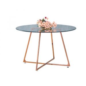 Table à manger ronde HELOISE Gold rose transparent 120 cm