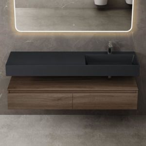 Mai&mai - Meuble de Salle de Bain Marron Ensemble de 2 Pièces Meuble avec Lavabo 150cm Meuble avec 2 Grands Tiroirs
