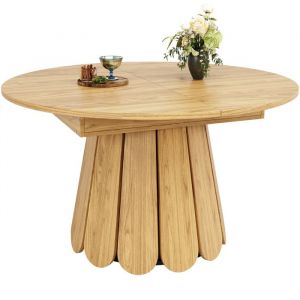 Liberté - Table à manger extensible ronde 118-158x118x76cm Table à manger bois 6 personnes avec rangement pour salon salle à manger