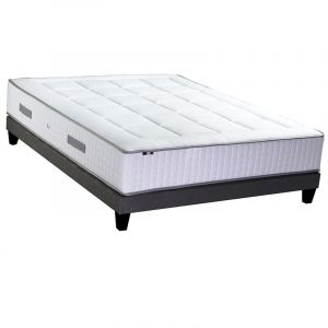 Ensemble Matelas Ressort 7 zones + Mémoire de forme + Sommier BELLAGIO Fabriqué en France Dimensions 140 x 190 cm