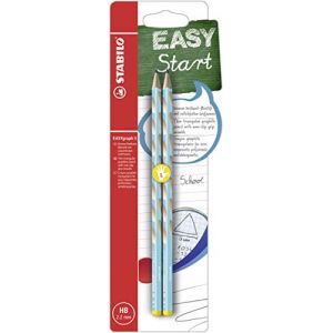 Stabilo Crayon Graphite Ergonomique EASYgraph S - Blister x 2 Crayons Papier - HB - Bleu - Gaucher