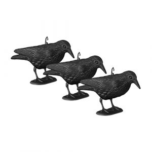 Image de Relaxdays Pouvantail à pigeons, lot de 3 pièces en plastique, pour repousser les oiseaux, pour jardin & balcon, noir