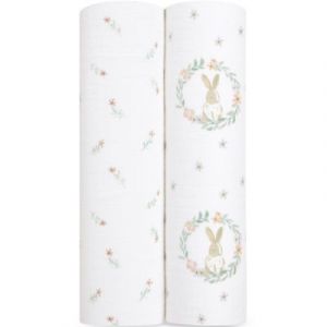 Aden + Anais Lot de 2 langes en coton essentials blushing bunnies (112 x 112 cm)