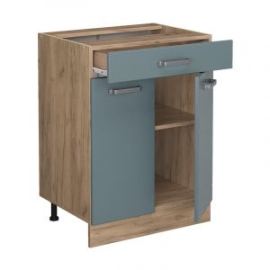 Vicco - Meuble cuisine R-Line, Bleu-gris, 60 cm avec tiroir, sans plan de travail