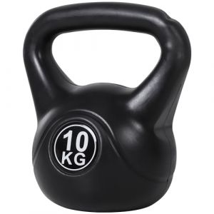 Homcom Kettlebell - 10 kg - avec poignée ergonomique - musculation entraînement - 25 x 19 x 28 cm - noir