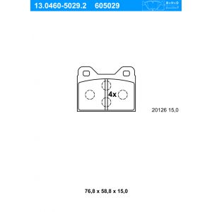 ATE Jeu de 4 plaquettes de frein 13.0460-5029.2