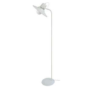Tosel Lampe sur pied fabriquée en acier et abat-jour conique dans une finition blanche Lodge
