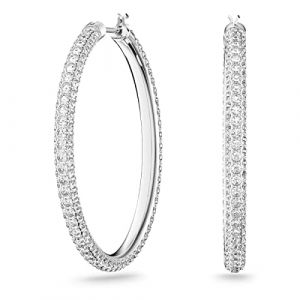 Swarovski Créoles Stone, blanc, métal rhodié