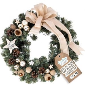 Creative Home Couronne de Noël Couleur Champagne Diamètre 35 cm Couronne de Noel Porte
