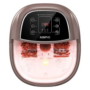 Renpho Bain de pieds hydromasseur avec chauffage rapide, massage automatique et jets de bulles puissants