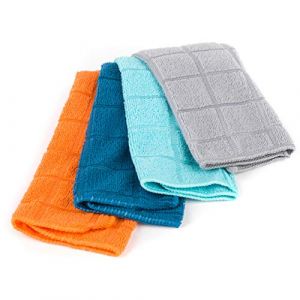 Beldray LA059338CDUEU Lot de 4 Chiffons d'Époussetage et de Nettoyage en Microfibre, 30 x 30 cm, Couleurs Assorties - Multifonction pour la Cuisine, Salle de Bain, Maison, Voiture, Miroir, Fenêtres