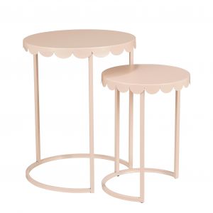 Mica Decorations Table d'appoint Lara - Lot de 2 - H51 x &Oslash;40 cm - M&eacute;tal - Rose clair