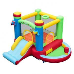 Image de Costway Château gonflable musical - Avec panier de basket, fosse à balles et boxe - Avec jeu de répartition