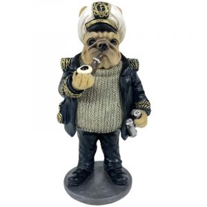 Signes Grimalt Figurine de capitaine bouledogue en r&eacute;sine - Sculpture canine moderne aux d&eacute;tails nautiques - Id&eacute;ale pour la maison et le bureau