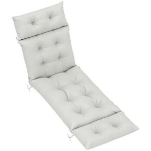 Outsunny Coussin bain de soleil - coussin chaise longue - &eacute;pais - UPF20+ - six attaches - 190 x 56 x 10 cm - gris clair