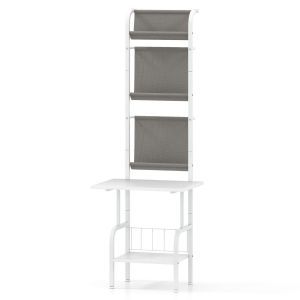 Coast 5-tier Record Player Stand with Vinyl Exhibition Rack - 50x51x145 cm - Blanc