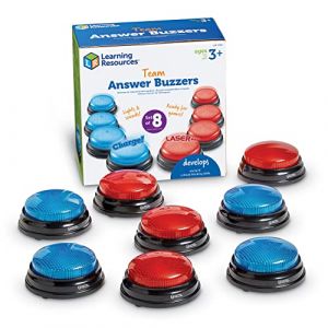 Learning Resources Lot de 4 Buzzers Sonores et Lumineux &ndash; Jeu Interactif pour Quiz, Blind Test et Animation &ndash; Id&eacute;al pour Enfants et Adultes &ndash; Cadeau Original No&euml;l