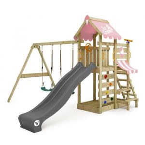 Wickey Aire de jeux Portique bois VanillaFLyer avec balançoire et toboggan