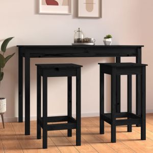 VidaXL Chaises de bar 2 pcs Noir 40x40x78 cm Bois de pin solide