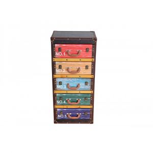 Socadisc Meuble valise 5 tiroirs 30x42x93 cm en bois multicolore