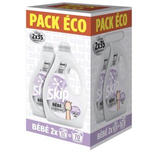 Skip Lessive Bébé - Respect des Peaux Sensibles - 70 lavages - Développée par des Pédiatres - Parfum Hypoallergénique - Sans conservateurs MIT-BIT - Certifiée ECARF - 2x35 Lavages