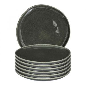 Set de 6 assiettes plates en céramique au grés du temps vert (Ø27cm) - MAKA