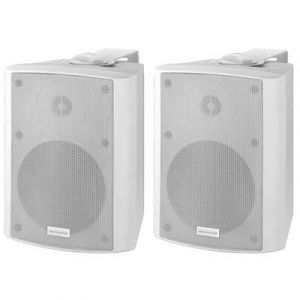 Monacor MKA Système de haut-parleurs stéréo 50set/WS actif 2 voies, 2 x 20 W Blanc