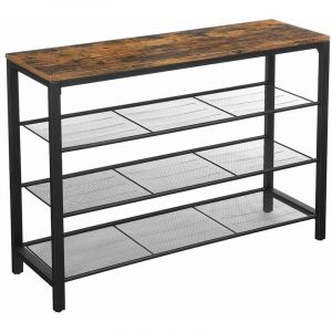 Songmics VASAGLE Meuble &agrave; chaussures - 3 &eacute;tag&egrave;res en maille - pour entr&eacute;e - style industriel Marron et Noir LBS14BX