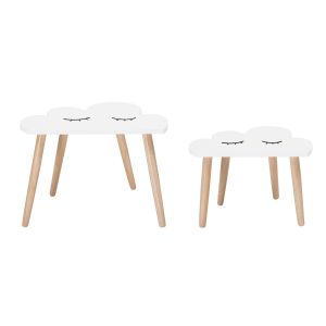 Image de Bloomingville Tables gigognes Nuage / Set de 2 blanc,bois naturel en bois