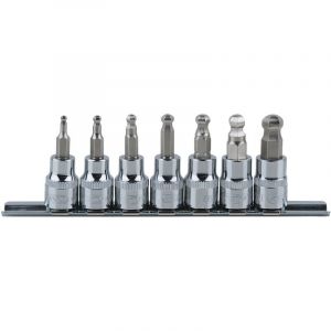 KS Tools 3/8" CHROMEplus Jeu de douilles &agrave; embouts pour vis 6 pans int&eacute;rieur &agrave; t&ecirc;te sph&eacute;rique, 7 pcs 3-10 mm