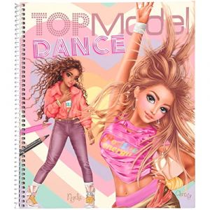 Depesche 12227 TOPModel Dance - Livre de coloriage avec 30 Pages pour créer des Motifs de mannequins et des Tenues, Cahier de coloriage avec Planche de Stickers, pochoirs, etc.