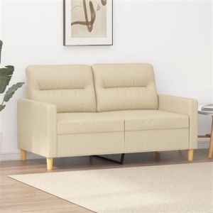 VidaXL Canapé à 2 Places, Sofa de Salon avec Accoudoirs et Oreillers de Dossier, Meuble de Salle de Séjour Intérieur, Moderne, Crème Tissu