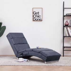 VidaXL Chaise longue de longue Gris Similicuir daim