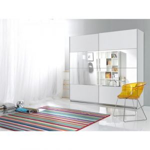 Image de Armoire design 2 portes avec miroirs modulables Couleur blanc mat Collection EOS