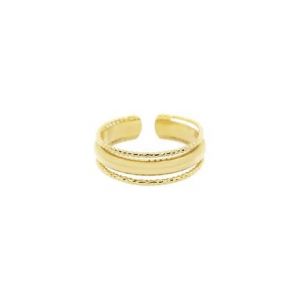 Bague ajustable accumulable dorée à l'or fin 24K INES