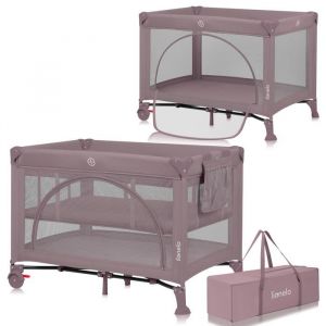 Lionelo Laura 2en1 Lit de Voyage jusqu'à 15 kg Parc bébé de 0 à 36 Mois Entrée latérale Matelas en Mousse T25, 2 Niveaux Hauteur, Sac de Voyage, Roues avec Frein (Pink Nude)