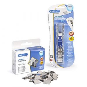 Rapesco 1300A Supaclip 60 Lot, Distributeur avec 100 Pinces de Recharge en Acier Inoxydable