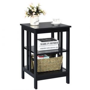 Giantex Table de Chevet à 3 Niveaux, Table d'Appoint Chevet, Table Basse Simple et Contemporain, pour Chambre, Salon 40x40x61cm (Modèle B Noir)