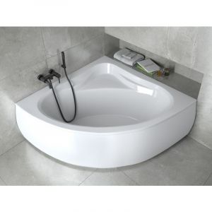 Baignoire Bain d'angle 120x120 avec tablier en acrylique, Siphon de bain et pieds (support) - Set 4en1 - Fabriqué en ue Badland mia