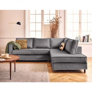 Jake - canapé déhoussable d'angle droit 5 places en velours