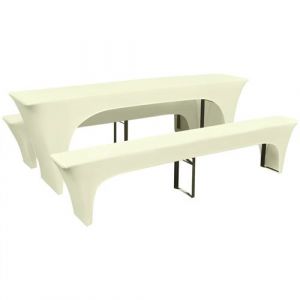 VidaXL Housse pour Table de Pique-nique et Bancs 3 pcs Crème Modèle 2