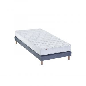 Image de Ensemble Matelas accueil mémoire de forme MAM AZUR + Sommier Made in France Dimensions 90 x 190 cm, Sommier Bleu denim