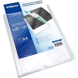 Image de Waytex Protège documents A4 personnalisable 931440 40 vues 20 pochettes couverture polypro transparente